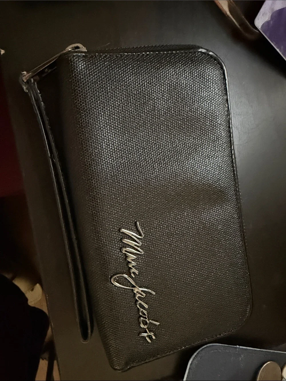 Marc Jacobs Black Zip-Around Wristlet with Logo Script